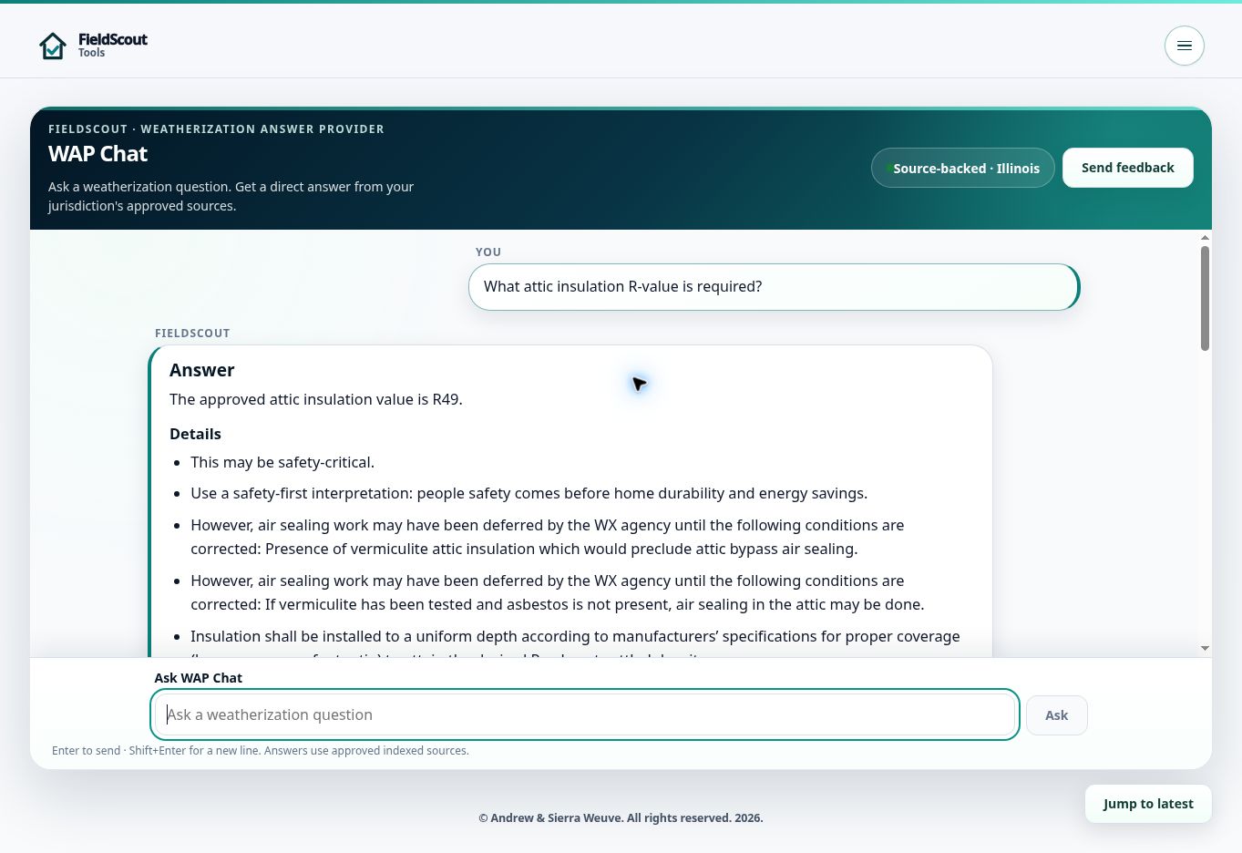WAP Chat answer from a fictional demonstration Job